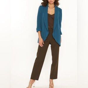 French Mauve MELANIE KNIT BLAZER JACKET - MOROCCAN BLUE Women’s size XL NWOT